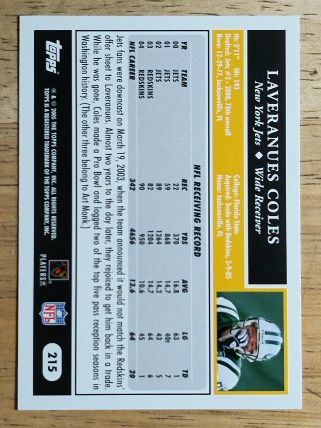 2005 Topps #215 Laveranues Coles