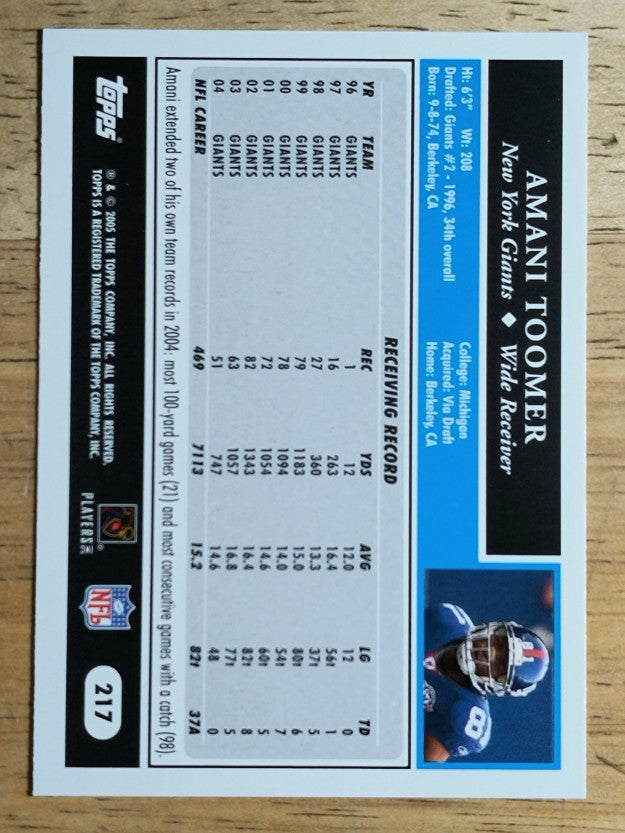 2005 Topps #217 Amani Toomer