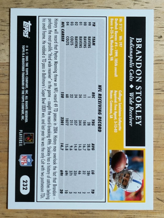 2005 Topps #232 Brandon Stokley