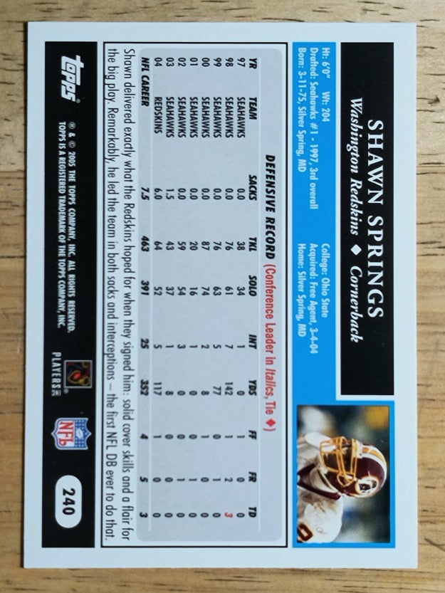 2005 Topps #240 Shawn Springs