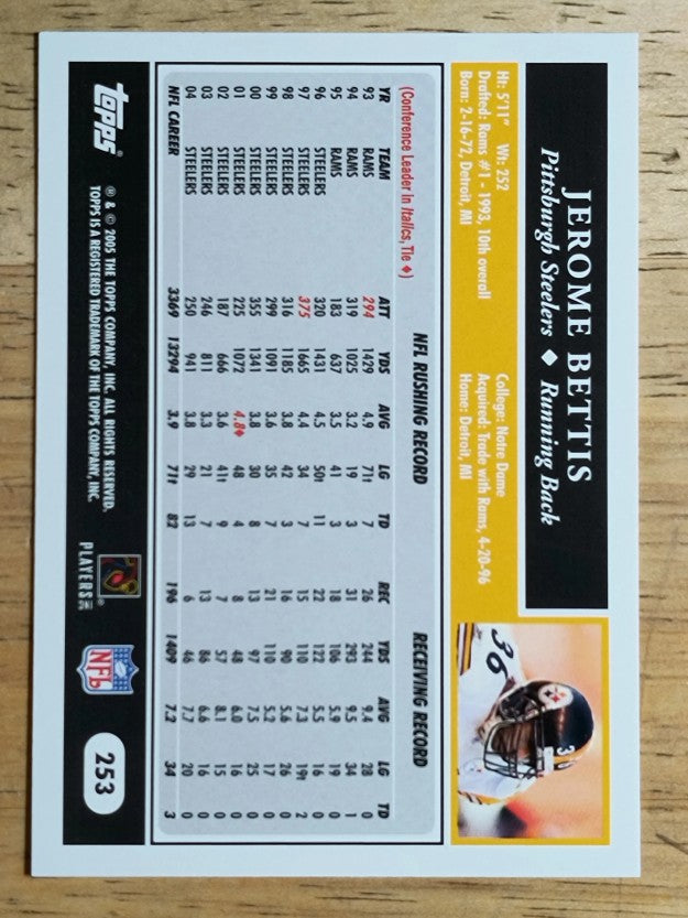 2005 Topps #253 Jerome Bettis
