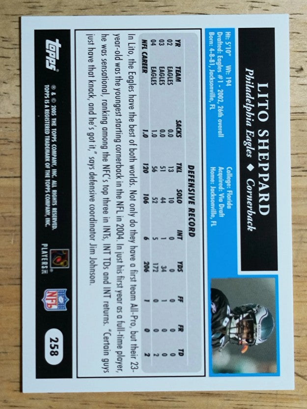 2005 Topps #258 Lito Sheppard