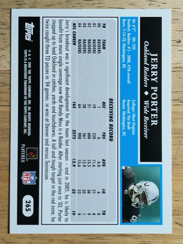 2005 Topps #265 Jerry Porter