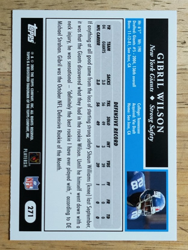 2005 Topps #271 Gibril Wilson