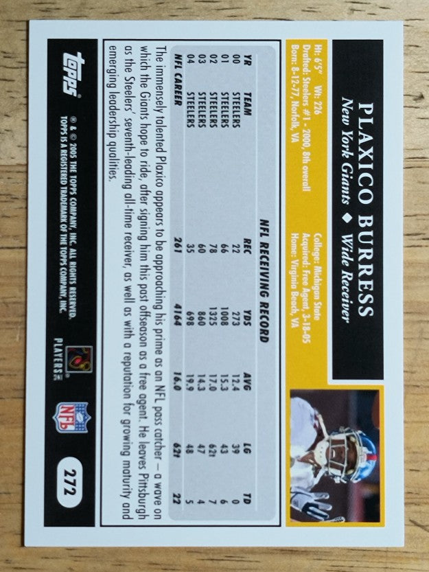 2005 Topps #272 Plaxico Burress