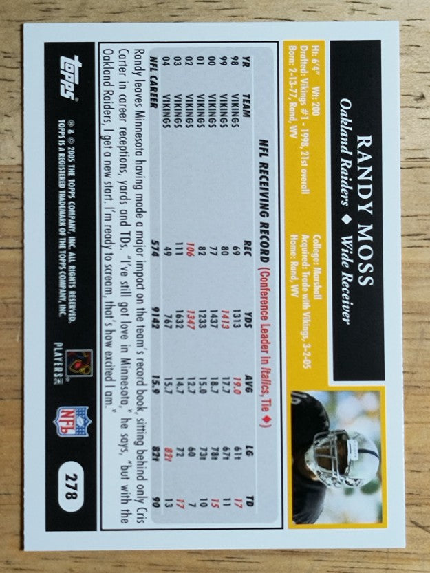 2005 Topps #278 Randy Moss