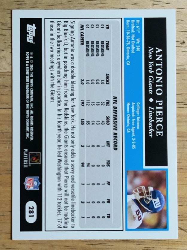 2005 Topps #281 Antonio Pierce