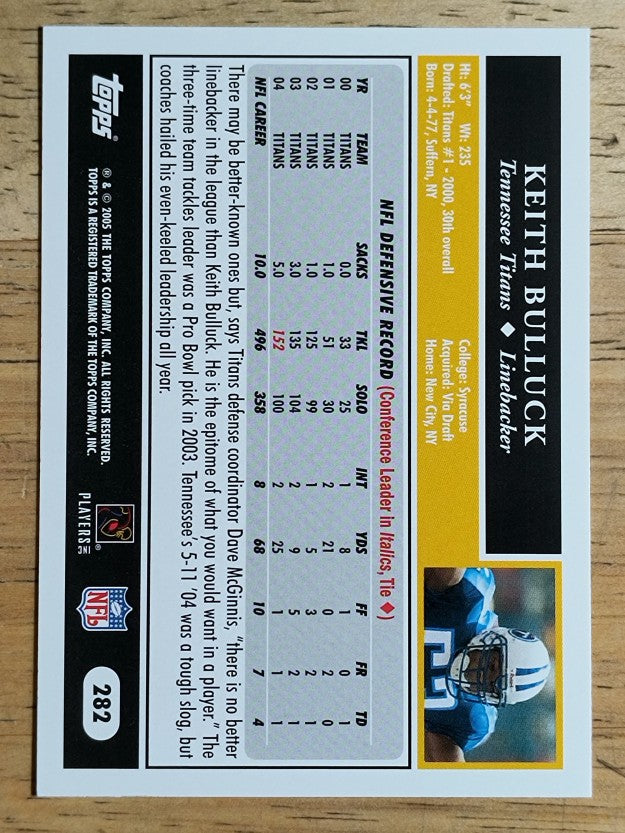 2005 Topps #282 Keith Bulluck