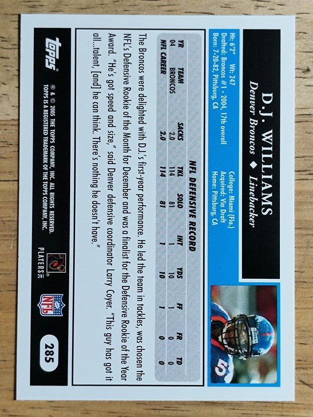 2005 Topps #285 D.J. Williams