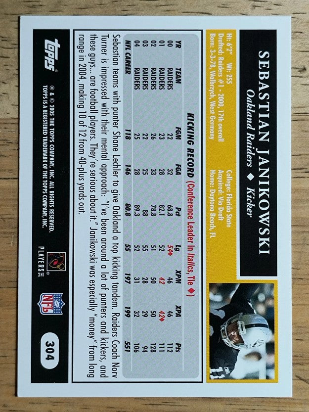2005 Topps #304 Sebastian Janikowski