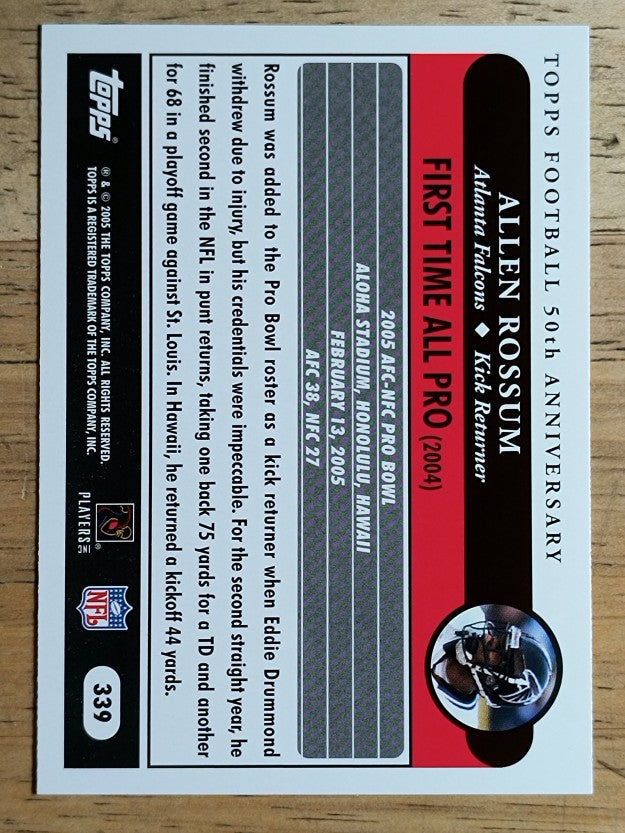 2005 Topps #339 Allen Rossum AP