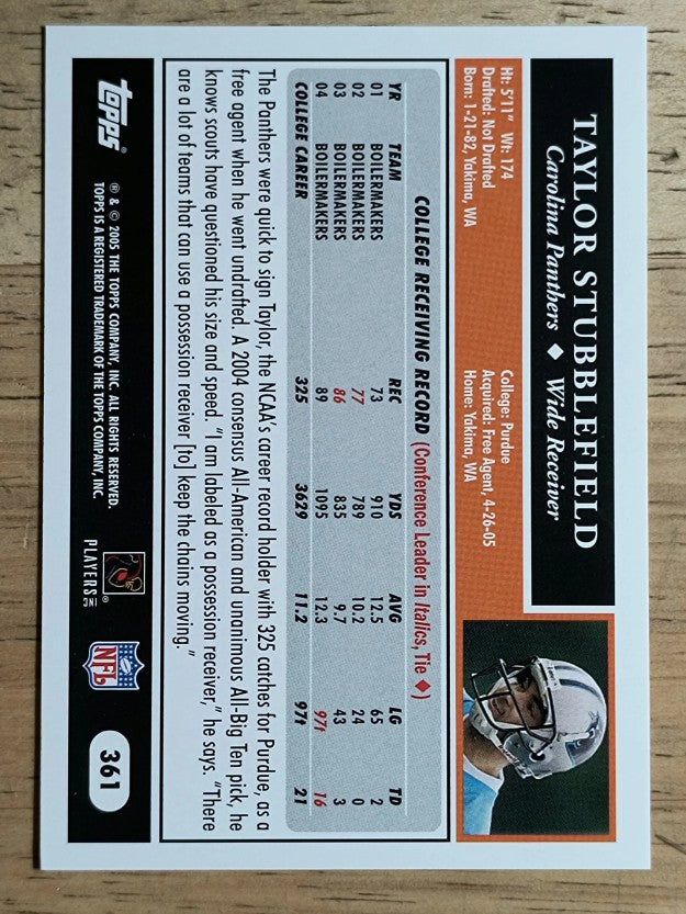 2005 Topps #361 Taylor Stubblefield RC