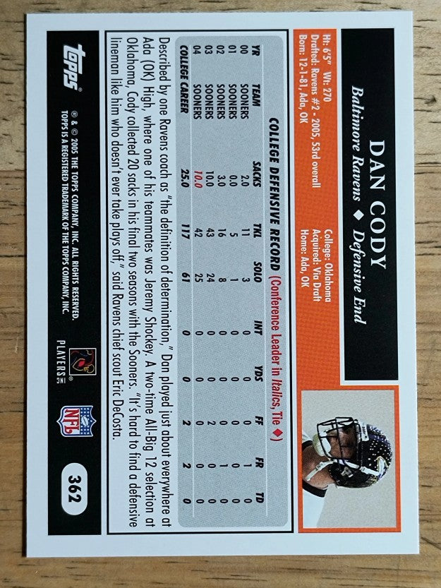 2005 Topps #362 Dan Cody RC