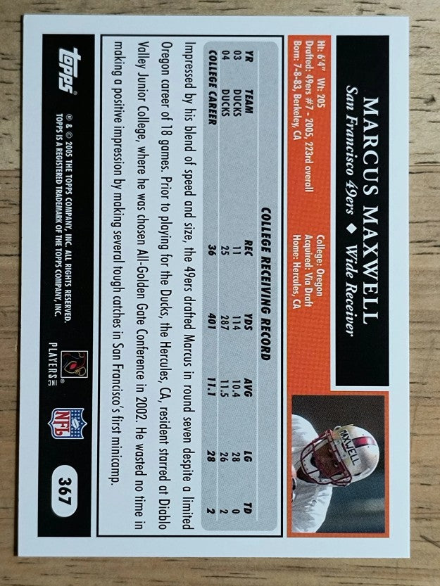 2005 Topps #367 Marcus Maxwell RC