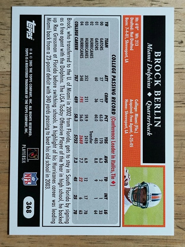 2005 Topps #368 Brock Berlin RC