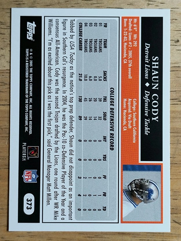 2005 Topps #373 Shaun Cody RC