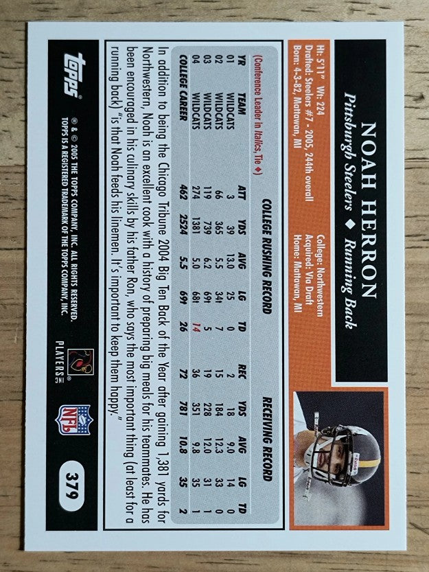 2005 Topps #379 Noah Herron RC
