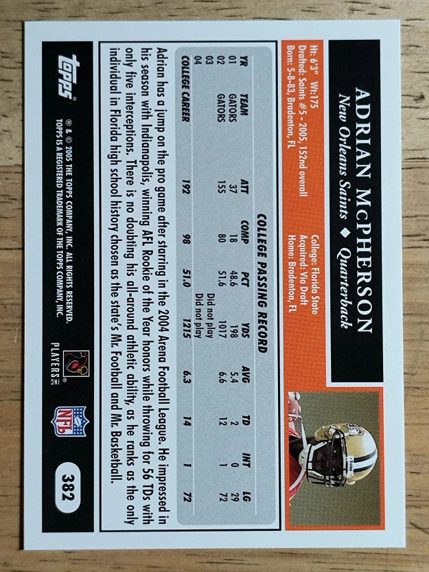 2005 Topps #382 Adrian McPherson RC