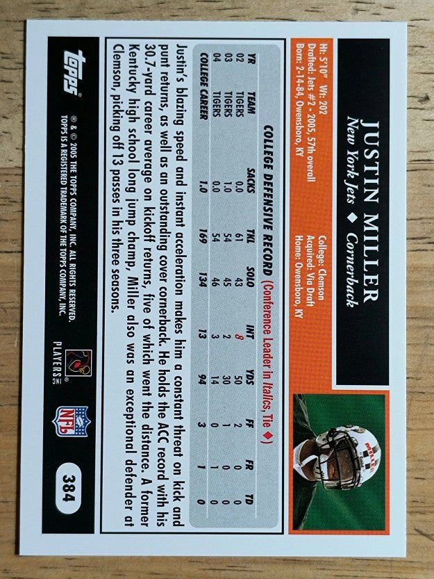 2005 Topps #384 Justin Miller RC