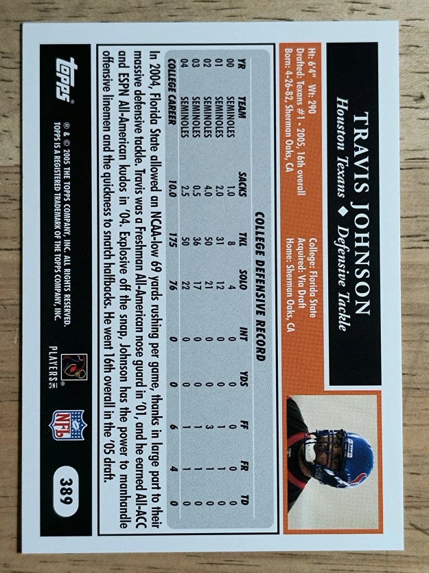 2005 Topps #389 Travis Johnson RC