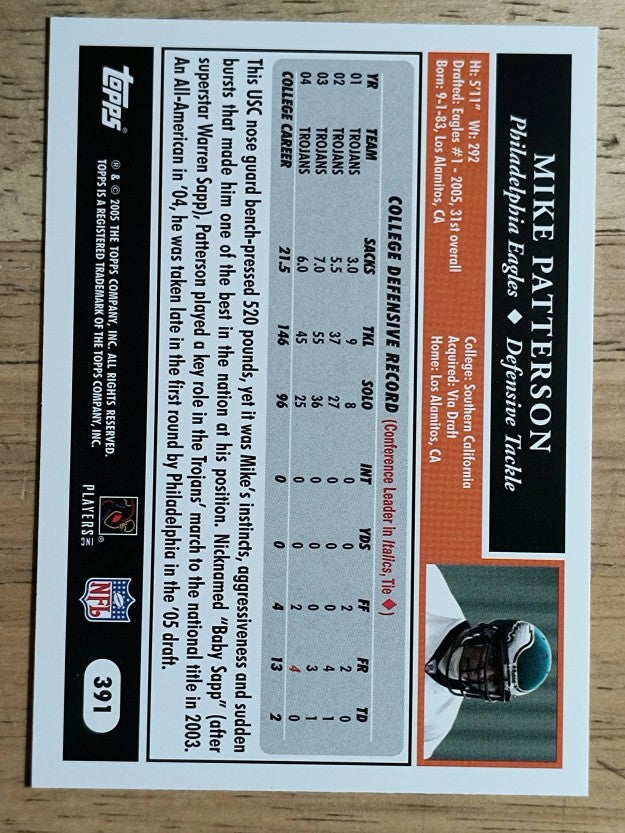2005 Topps #391 Mike Patterson RC