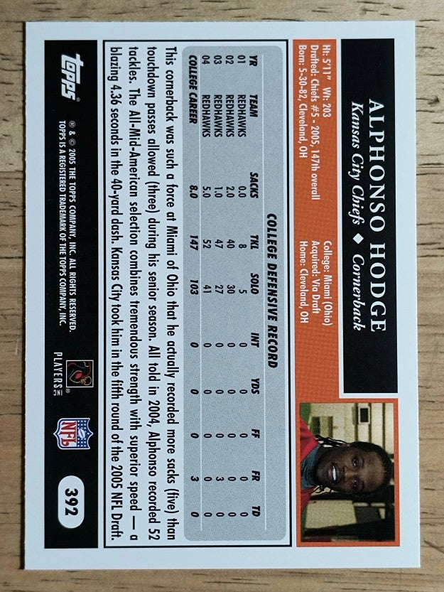 2005 Topps #392 Alphonso Hodge RC