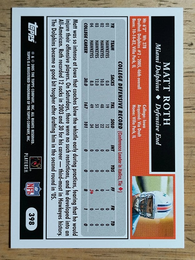 2005 Topps #398 Matt Roth RC