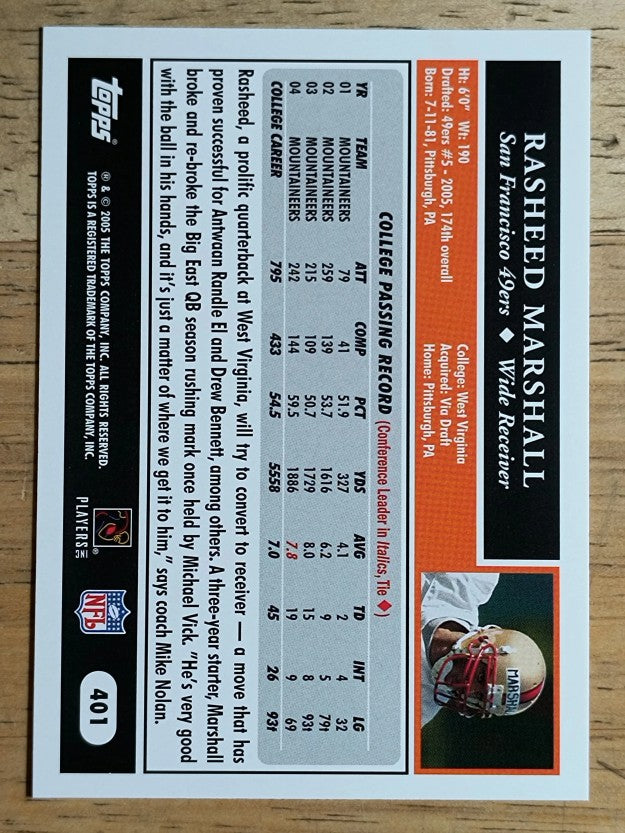 2005 Topps #401 Rasheed Marshall RC