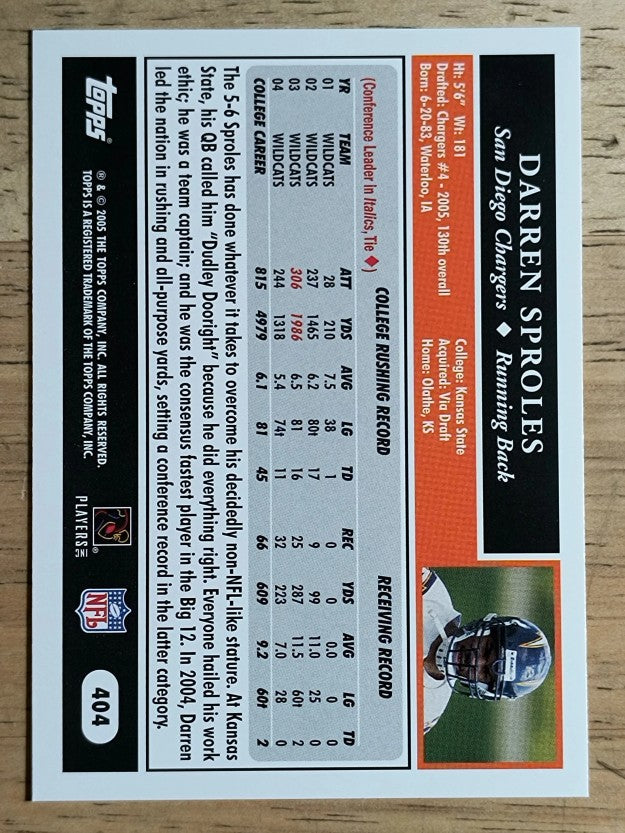 2005 Topps #404 Darren Sproles RC
