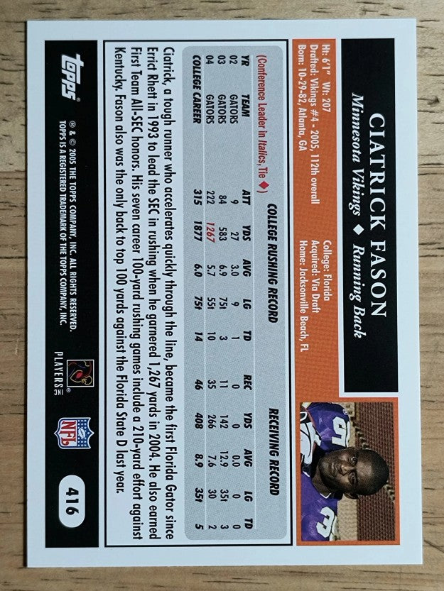 2005 Topps #416 Ciatrick Fason RC