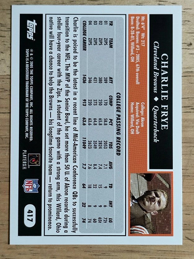 2005 Topps #417 Charlie Frye RC