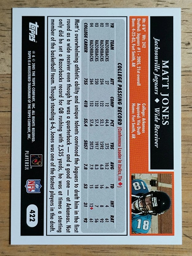 2005 Topps #422 Matt Jones RC