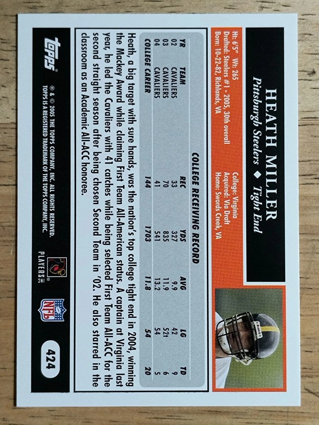 2005 Topps #424 Heath Miller RC