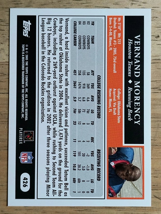 2005 Topps #426 Vernand Morency RC