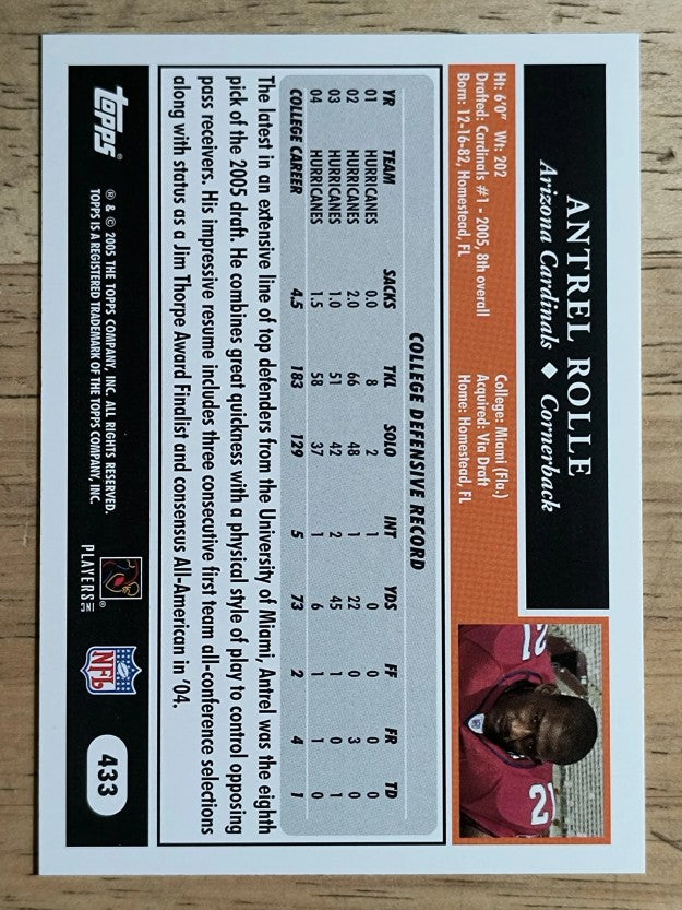 2005 Topps #433 Antrel Rolle RC