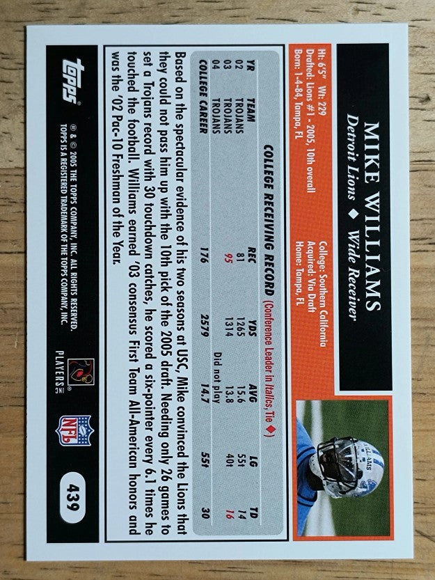 2005 Topps #439 Mike Williams