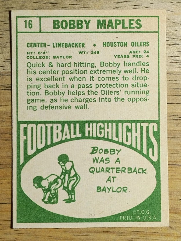 1968 Topps #16 Bobby Maples (EX)