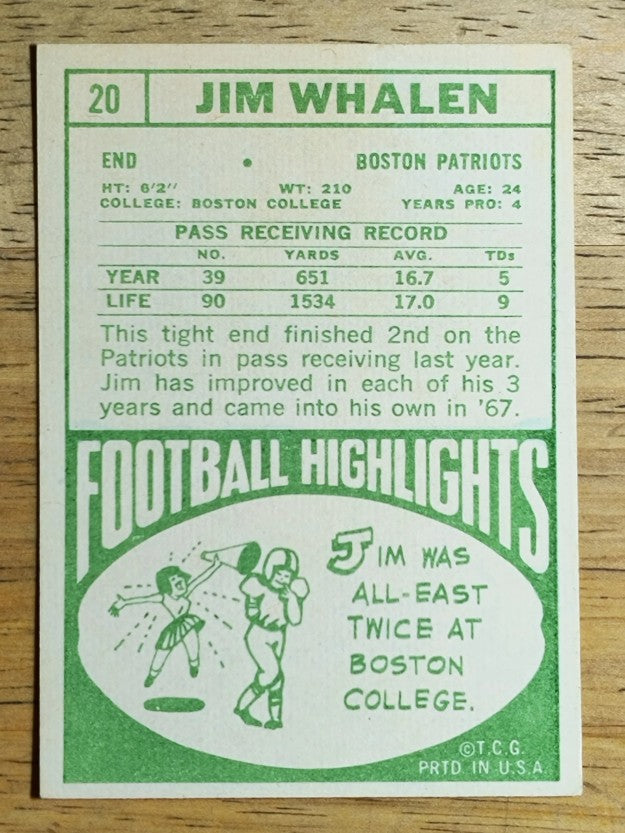 1968 Topps #20 Jim Whalen (EXMT)