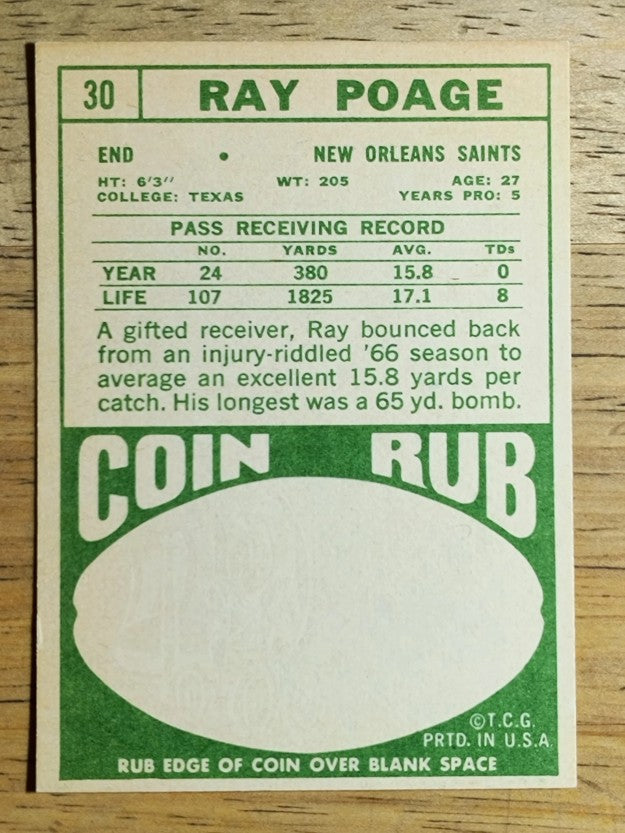 1968 Topps #30 Ray Poage (EXMT)
