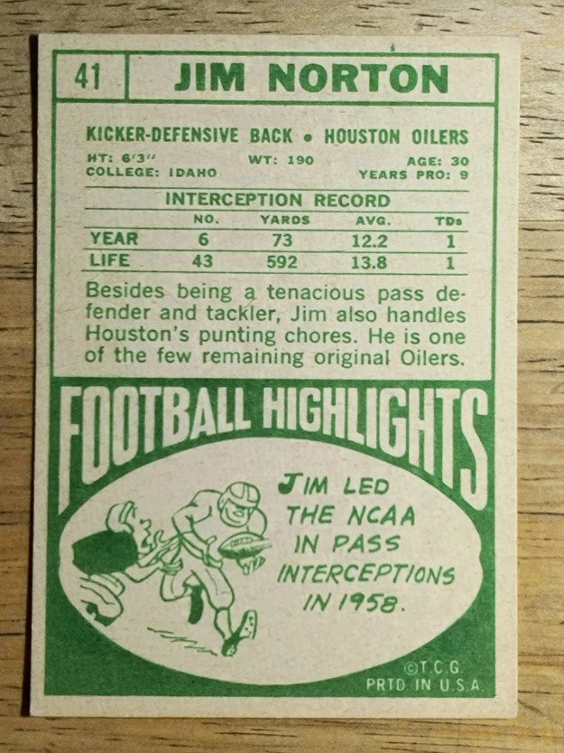 1968 Topps #41 Jim Norton (EX)