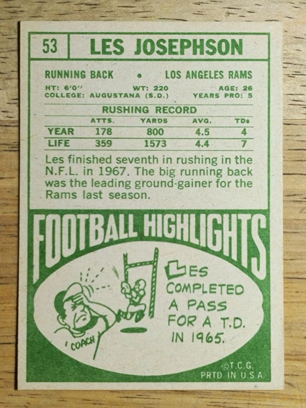 1968 Topps #53 Les Josephson RC (NM)