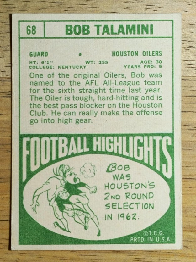 1968 Topps #68 Bob Talamini (EX)
