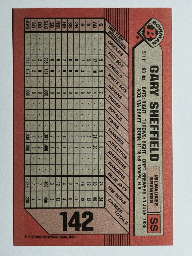 1989 Bowman #142 Gary Sheffield RC