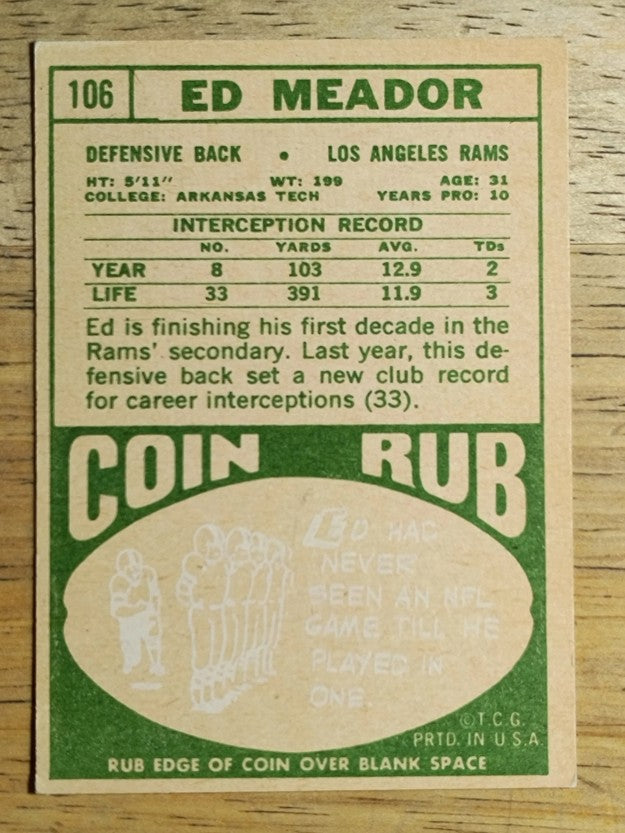 1968 Topps #106 Ed Meador (VG)