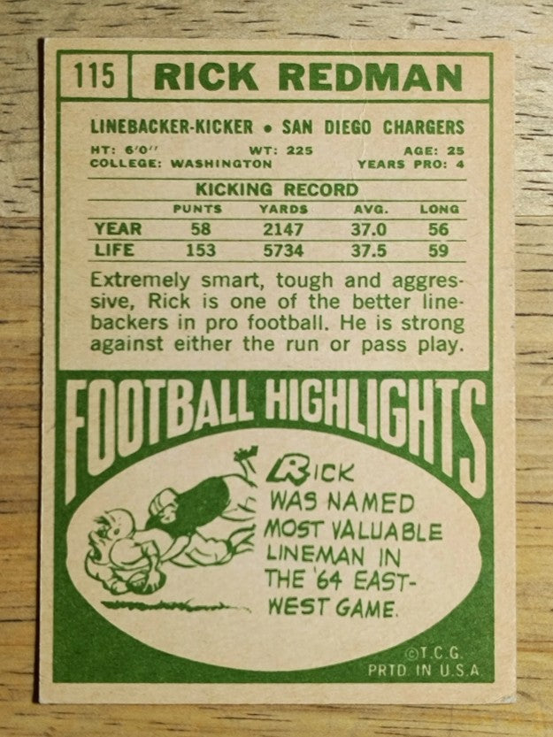 1968 Topps #115 Rick Redman (VG)