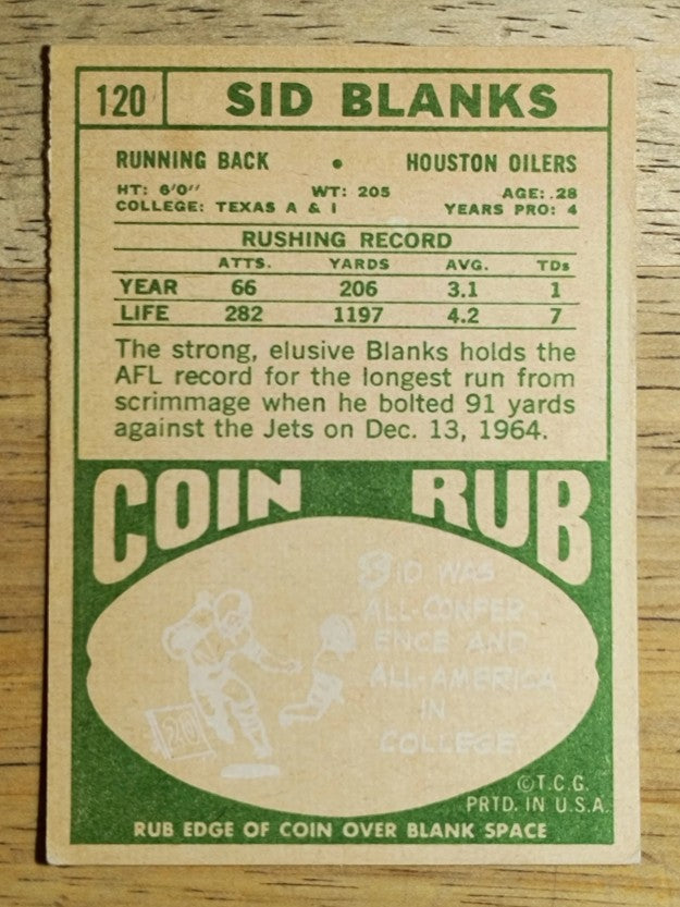 1968 Topps #120 Sid Blanks (VGEX)