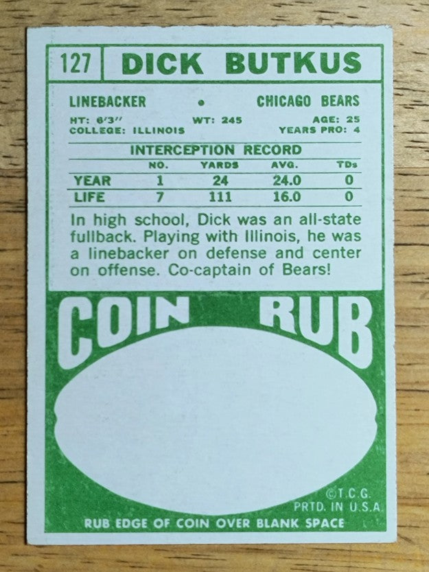 1968 Topps #127 Dick Butkus (EXMT)