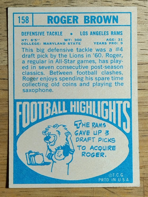1968 Topps #158 Roger Brown (VGEX)