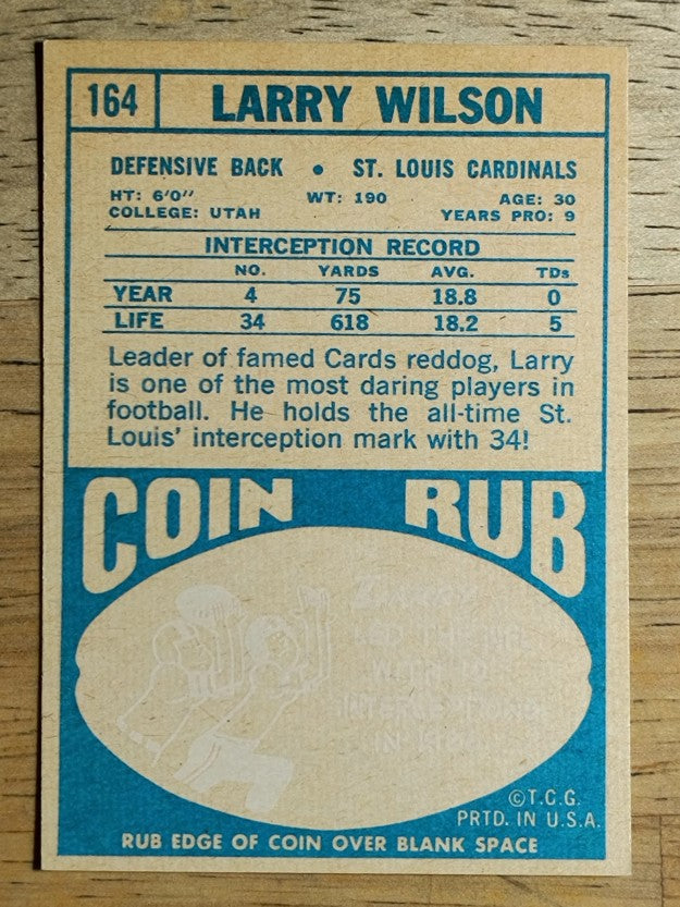 1968 Topps #164 Larry Wilson (NM)