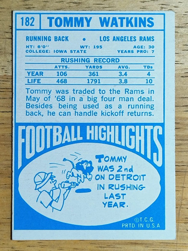 1968 Topps #182 Tom Watkins (EXMT)